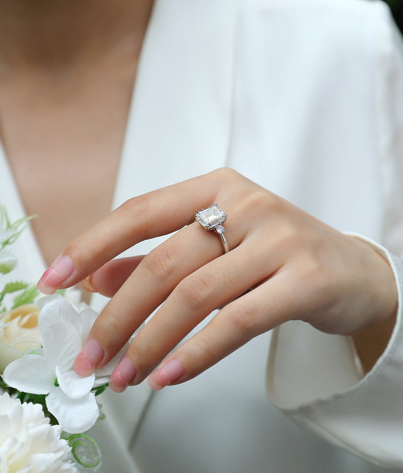 Luxury Moissanite Octagonal Ring in S925 Silver Bridal Jewelry - 7