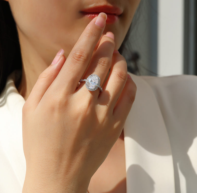 1Bright Moon Oval Moissanite Ring in S925 Sterling Silver Modern & Elegant Fine Jewelry - 4