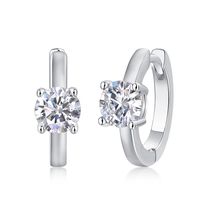 S925 Silver Moissanite Stud Earrings 0.5 Carat Modern Elegant Design - 3