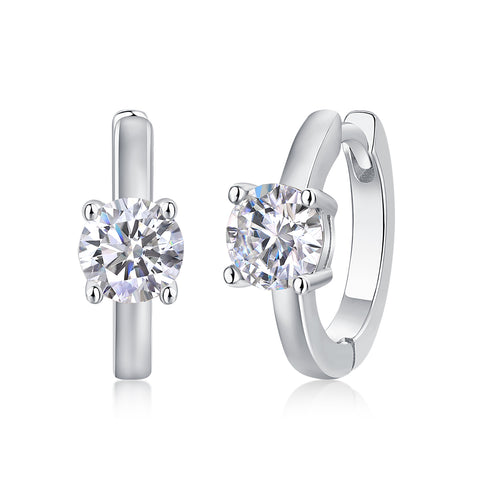 S925 Silver Moissanite Stud Earrings 0.5 Carat Elegant Luxury Design