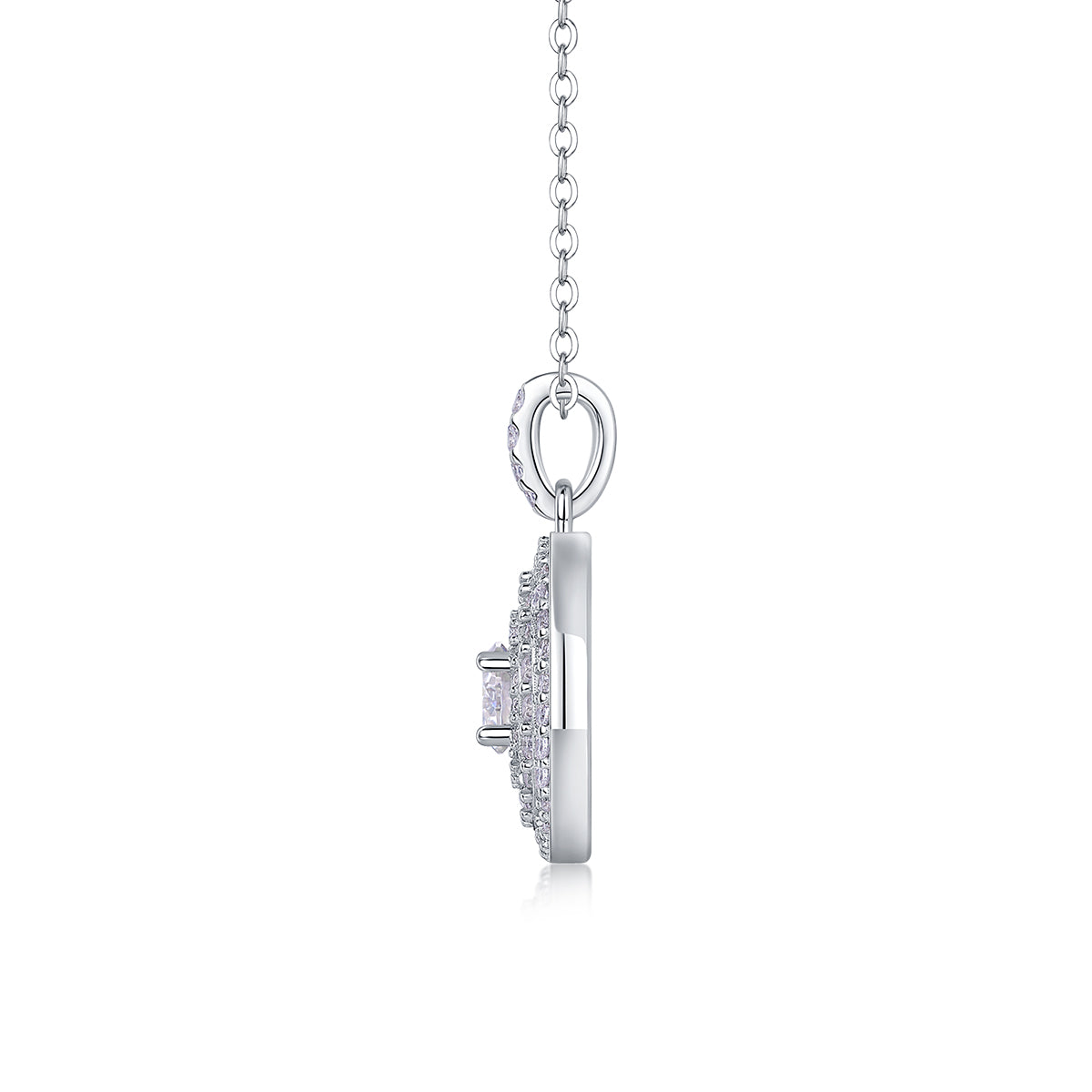 1White Dune Moissanite Pendant Necklace in S925 Sterling Silver with Platinum Plating