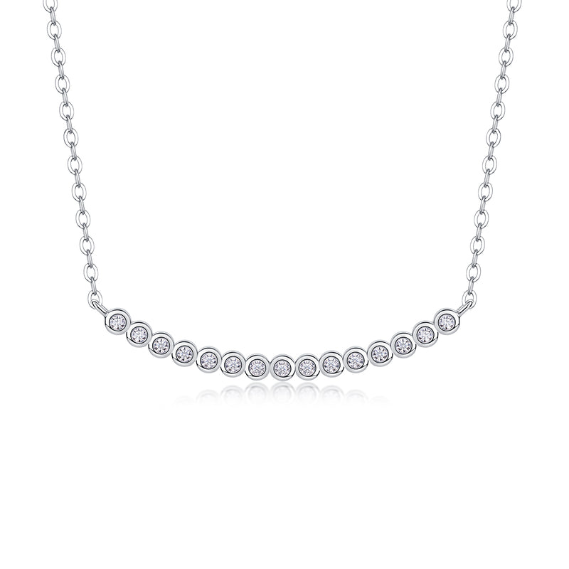 S925 Sterling Silver Moissanite Pendant Necklace Set Elegant Minimalist Design - 1