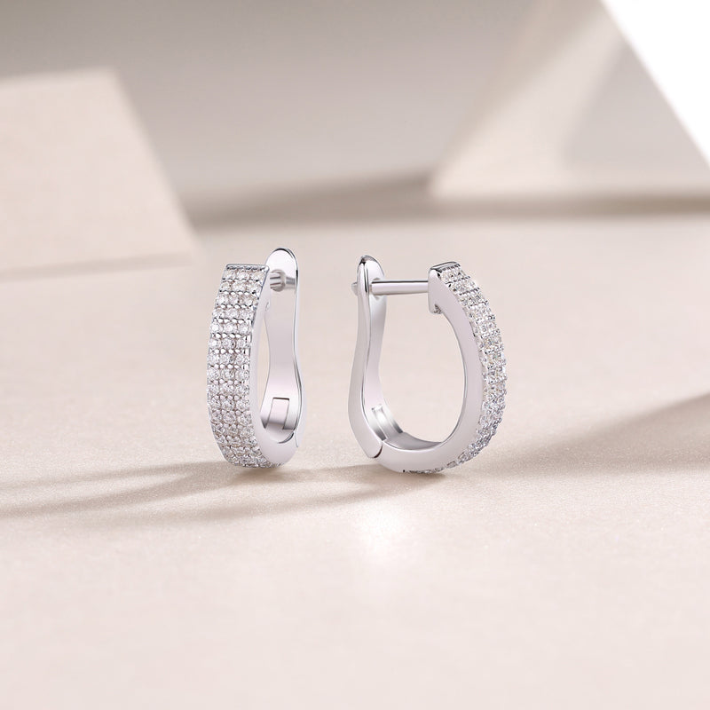 S925 Silver Moissanite Diamond Set Stud Earrings Luxury Fashion - 4