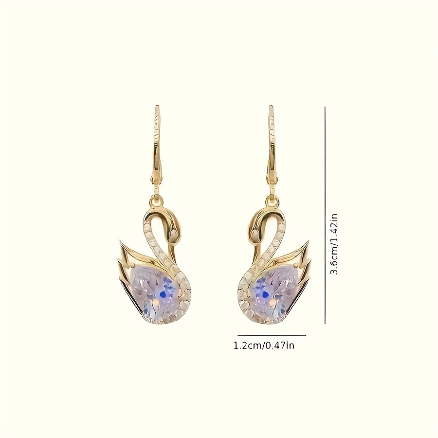 Rhinestone Swan Earrings for Women Elegant Fashion Jewelry