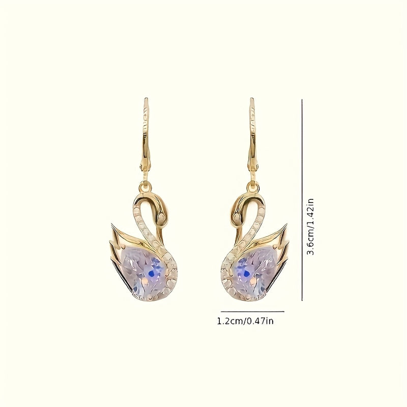 Rhinestone Swan Earrings for Women Elegant Fashion Jewelry - 1