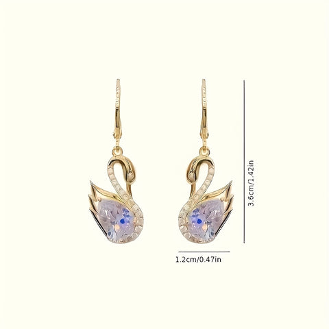 Rhinestone Swan Earrings for Women Elegant Fashion Jewelry