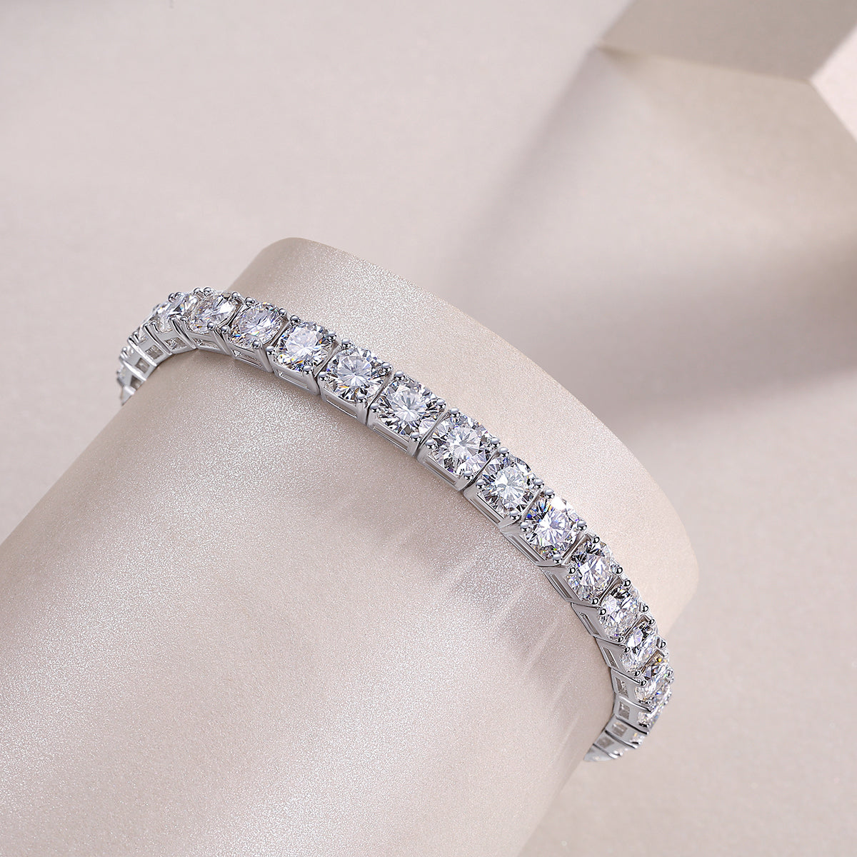 Luxury S925 Silver Moissanite Tennis Bracelet 16.5cm Elegant Fine Jewelry