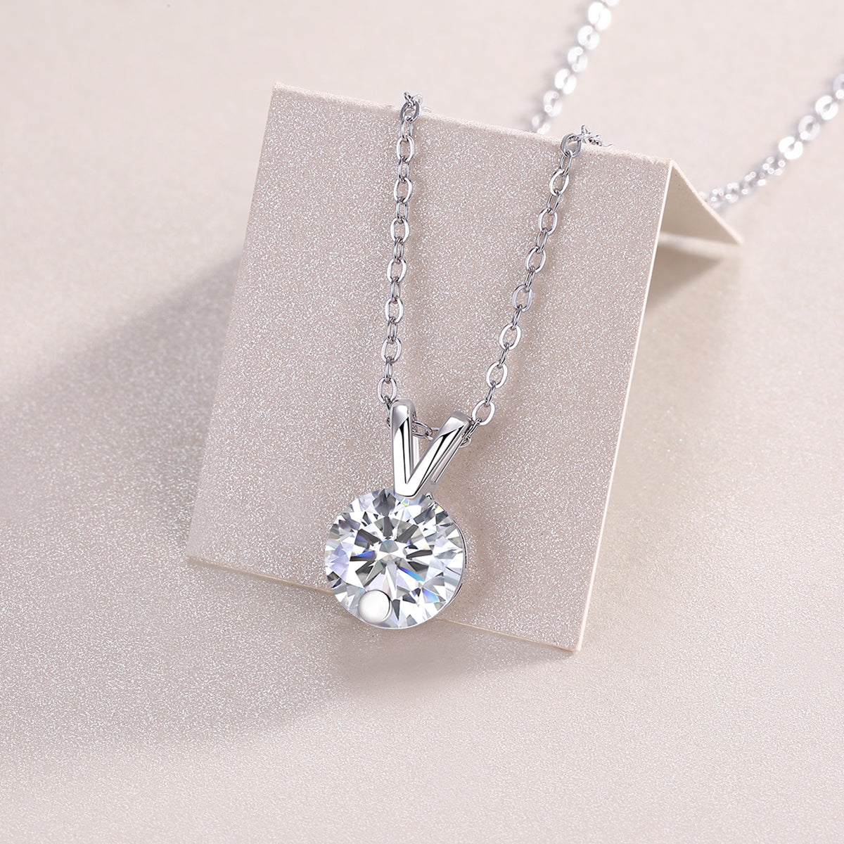 2-Carat Moissanite V-Shaped Pendant Necklace in S925 Sterling Silver