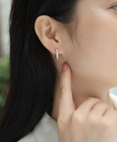 S925 Sterling Silver Moissanite Stud Earrings Set Elegant Platinum-Plated Hoop Design