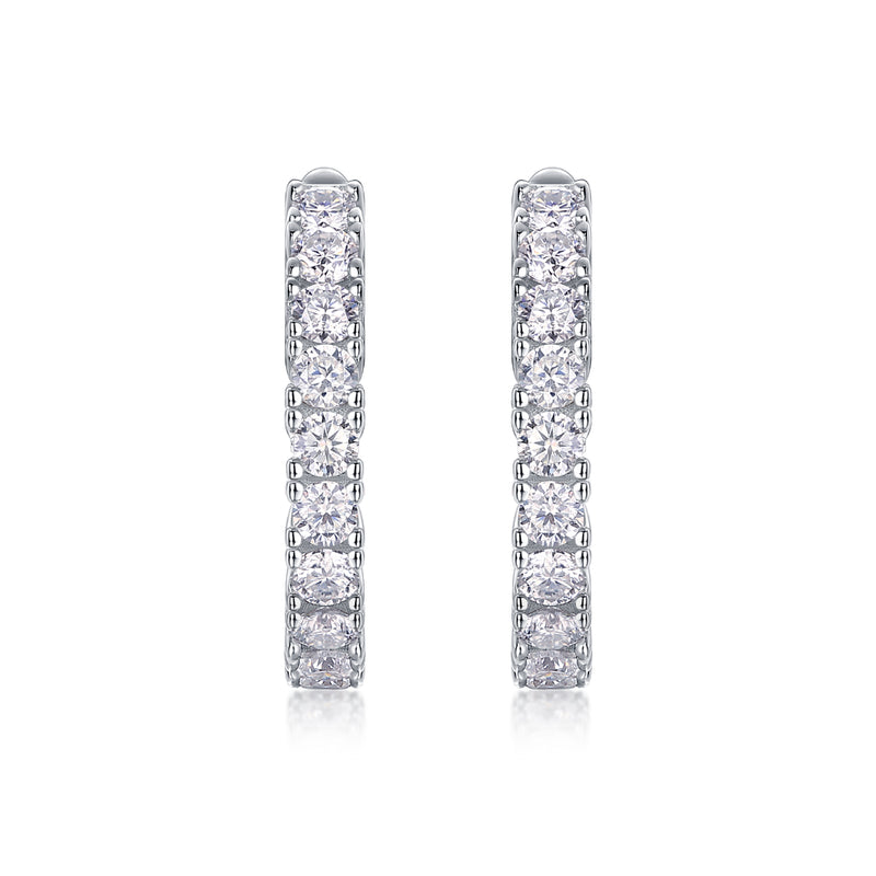 Luxury Moissanite Stud Earrings in S925 Silver Hoop Design - 1