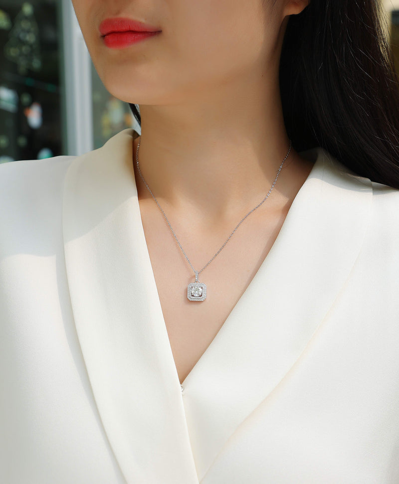 1-Carat Moissanite Pendant Necklace in S925 Sterling Silver with Platinum Plating - 6