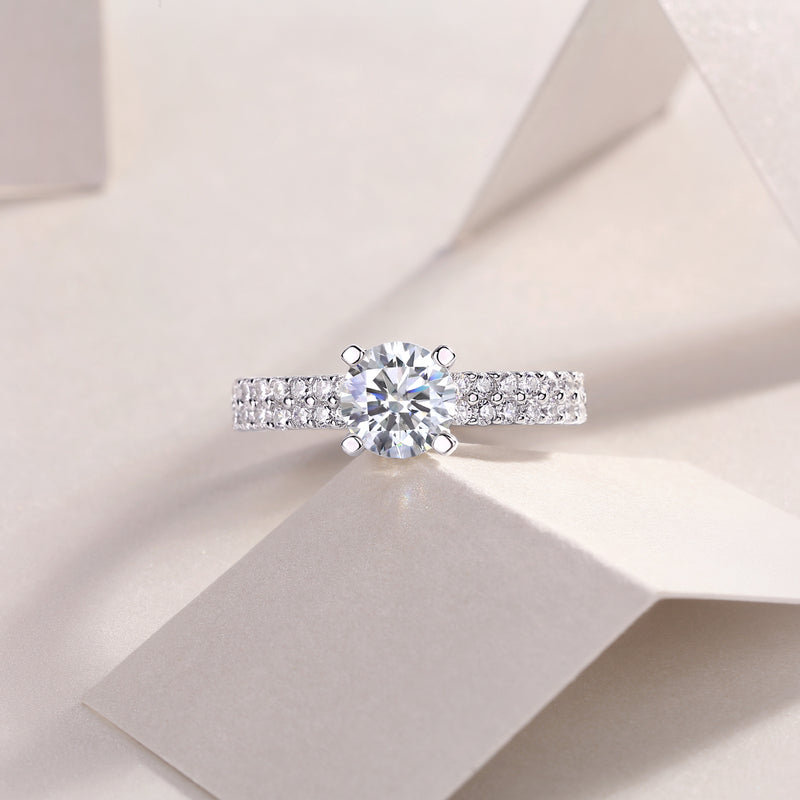 1Carat Moissanite Silver Wedding Ring Set Luxury Fashion Jewelry - 9