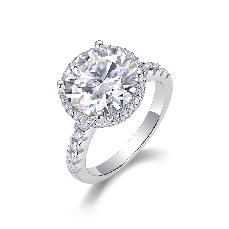 5-Carat Moissanite Sterling Silver Ring with Elegant Starry Sky Design - 6