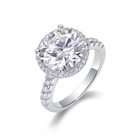 5-Carat Moissanite Sterling Silver Ring Elegant Starry Sky Design