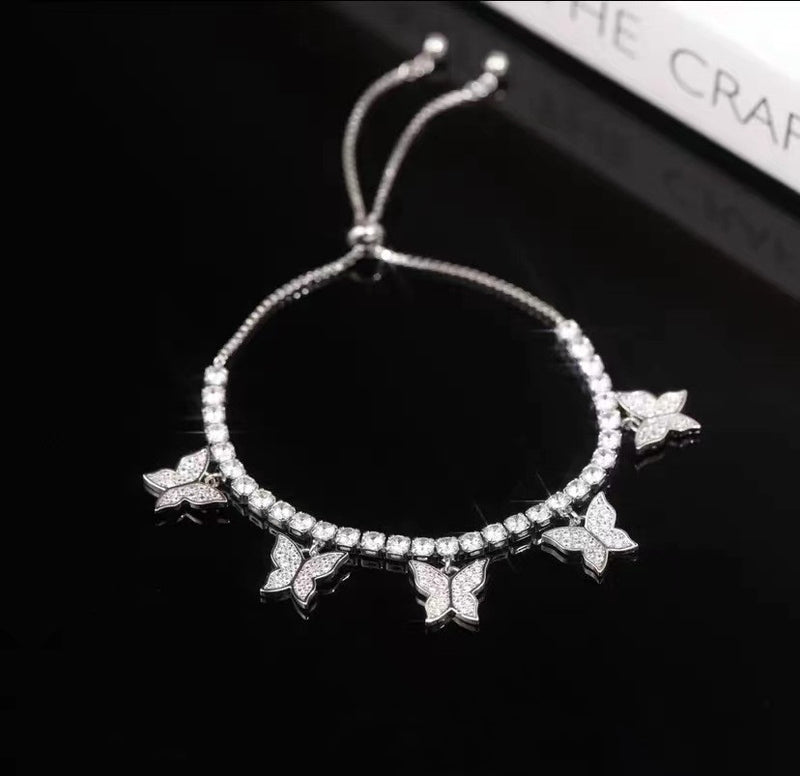 Delicate Butterfly Copper Bracelet with Micro-Set Zircon Accents - 2