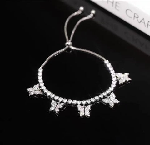 Delicate Butterfly Copper Bracelet with Micro-Set Zircon Accents
