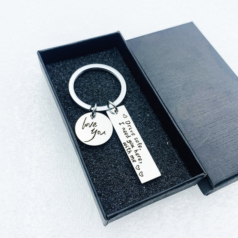 Safe Driving Stainless Steel Lettering Keychain - 3