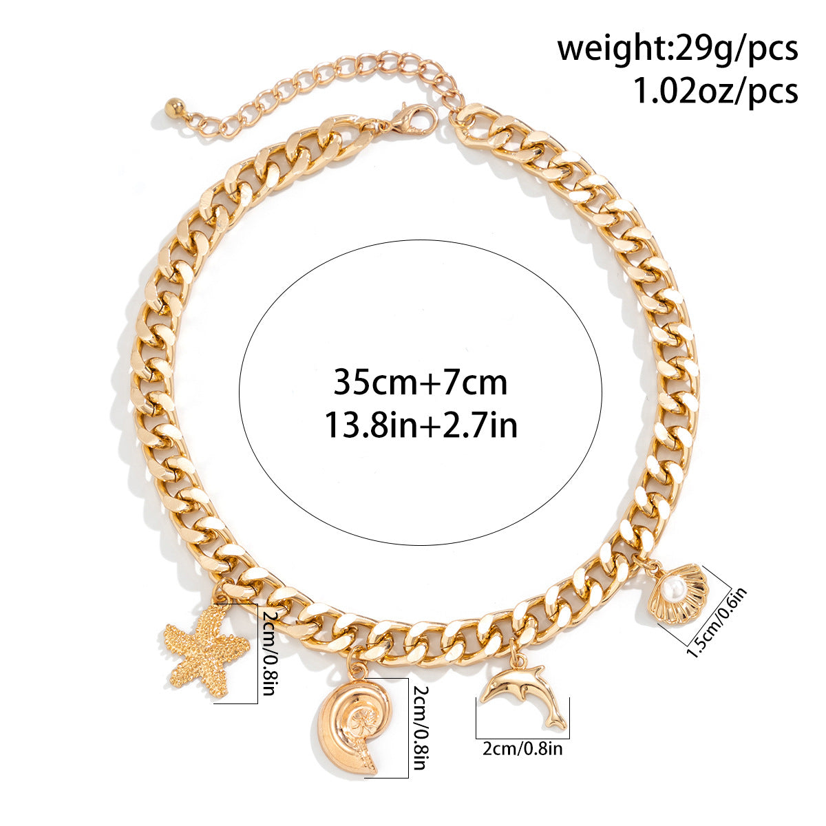 Boho Beach Charm Necklace and Bracelet Set for Women