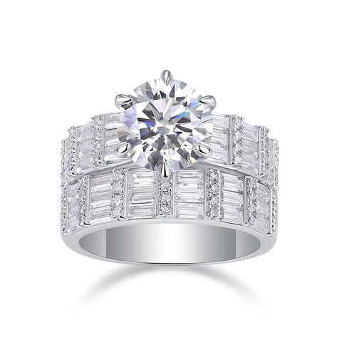 1Vanilla 3-Carat Moissanite S925 Sterling Silver Ring Set Modern Elegant Fine Jewelry