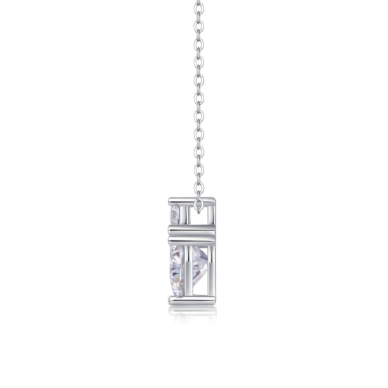 Heart-Shaped Moissanite Pendant Necklace in S925 Sterling Silver with Platinum Plating - 1