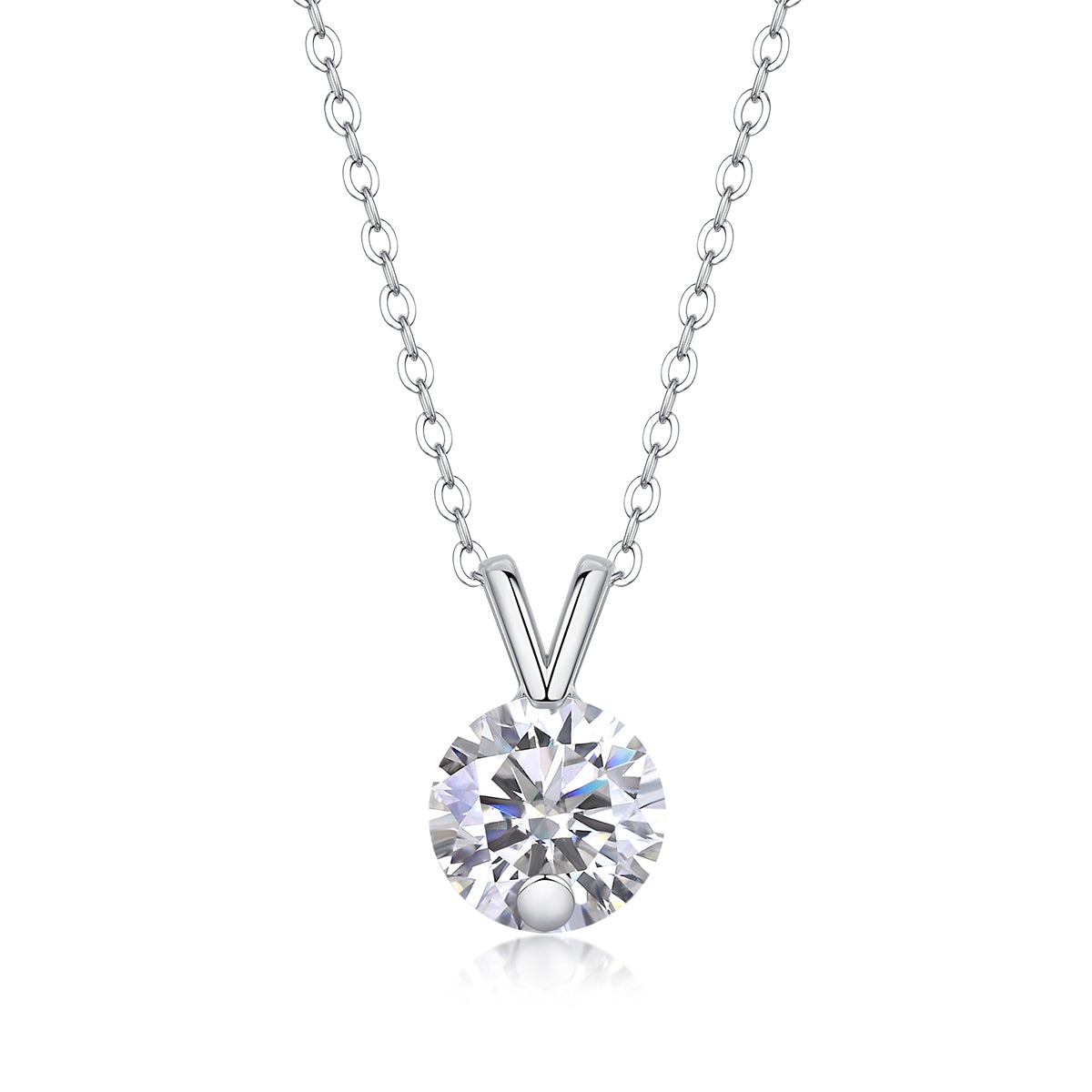 2-Carat Moissanite V-Shaped Pendant Necklace in S925 Sterling Silver