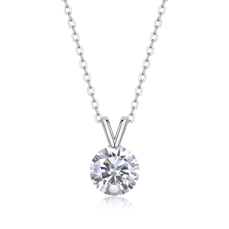 2-Carat Moissanite V-Shaped Pendant Necklace in S925 Sterling Silver - 1