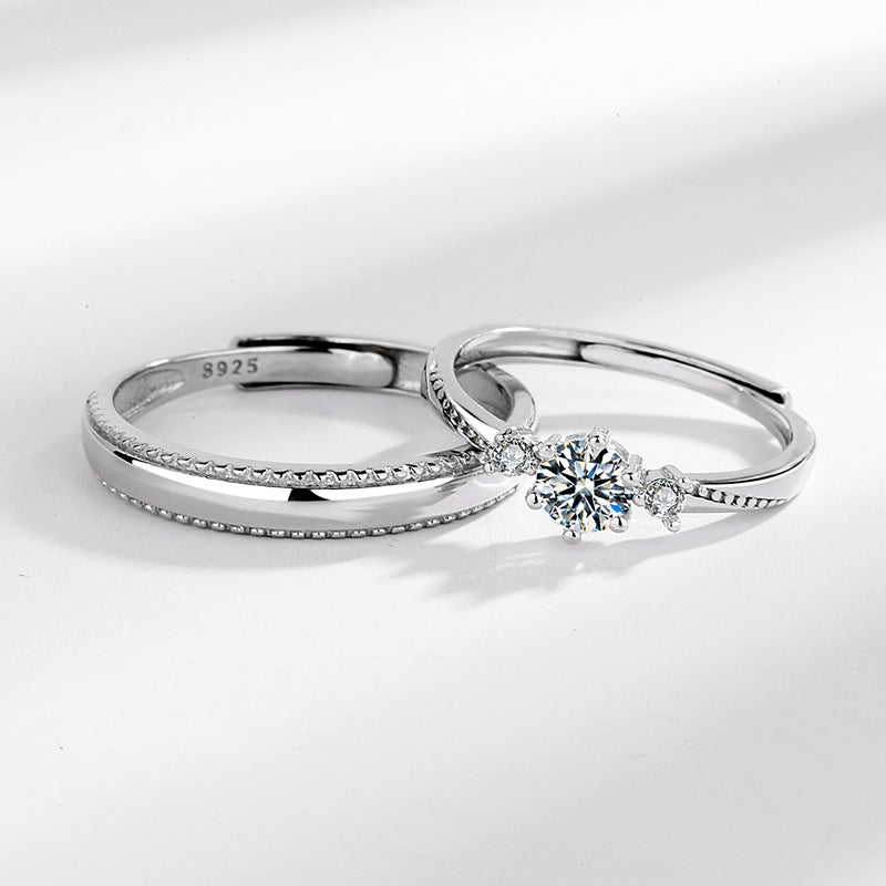Love At First Sight S925 Silver Diamond Couple Rings Set - 5