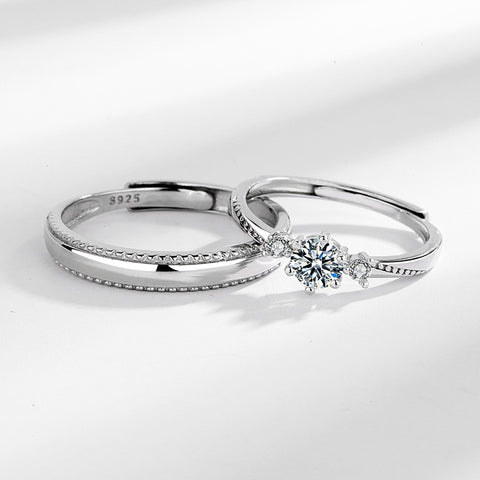 Love At First Sight S925 Silver Diamond Couple Rings Set