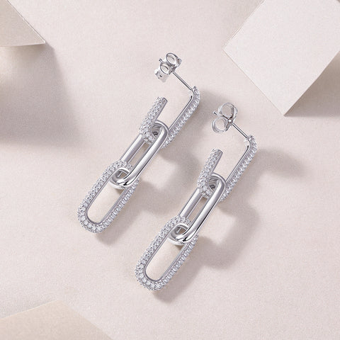 1Chain Luxury Moissanite Sterling Silver Stud Earrings Modern Elegant Design
