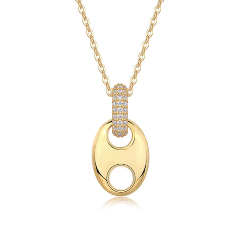 S925 Sterling Silver Gold Plated Moissanite Pendant Necklace Modern Elegant Jewelry