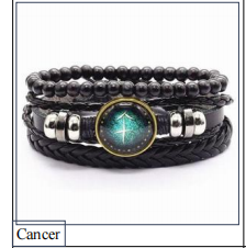 Men's Braided Leather Cord Bracelet with Alloy Zodiac Charm