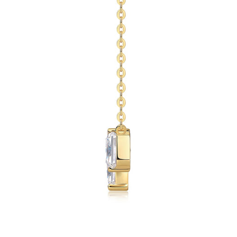 Double Diamond Shadow Moissanite Pendant Necklace S925 Sterling Silver Gold-plated