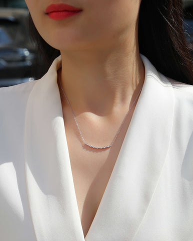 S925 Sterling Silver Moon and Stars Moissanite Pendant Necklace 40cm Modern Elegant Fine Jewelry