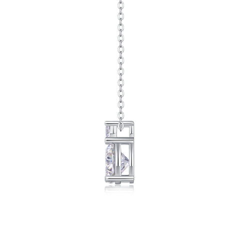 3-Carat Moissanite Pendant Necklace in S925 Sterling Silver with Platinum Plating - Modern & Elegant