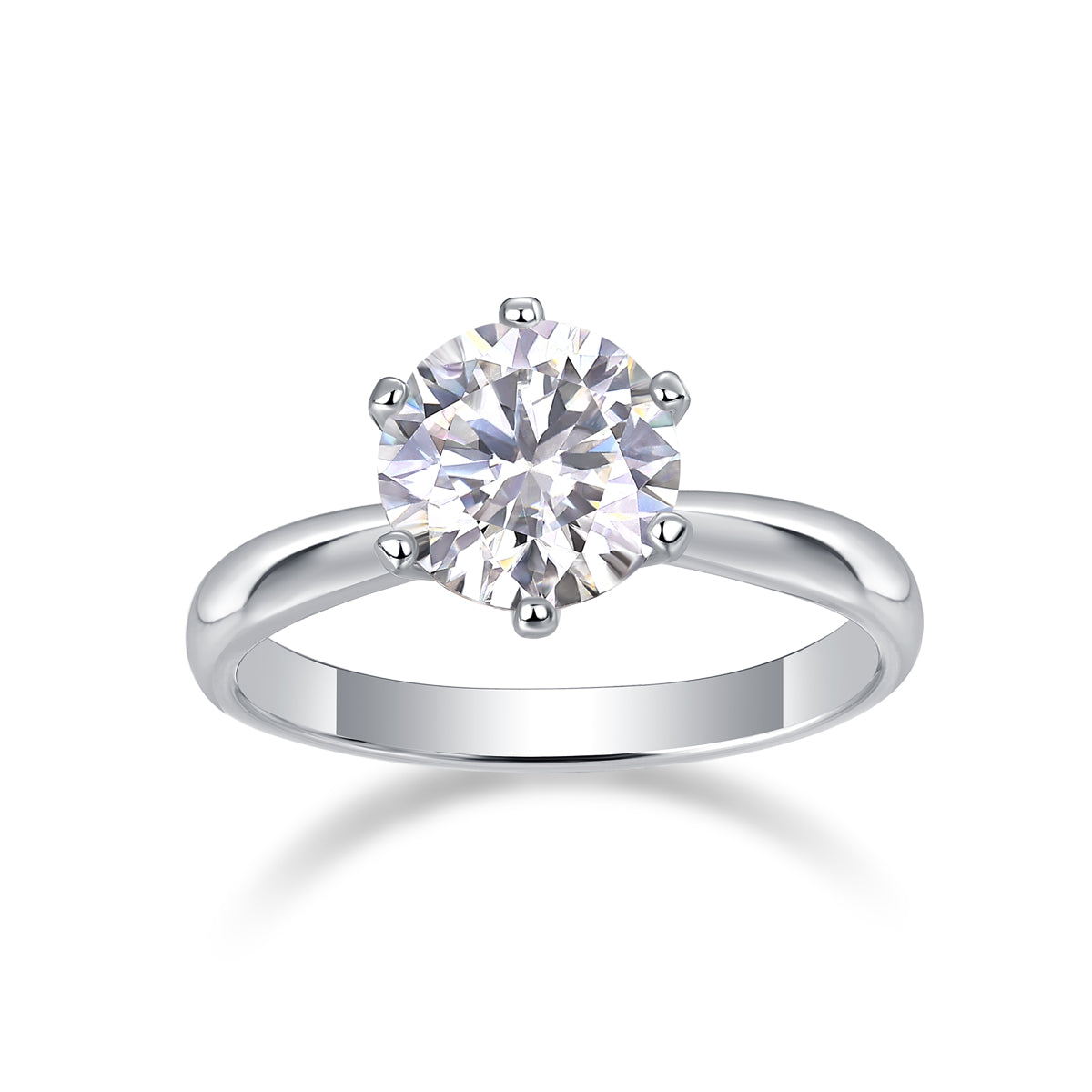 Classic Six-Prong Moissanite Silver Open Ring in S925 Sterling Silver