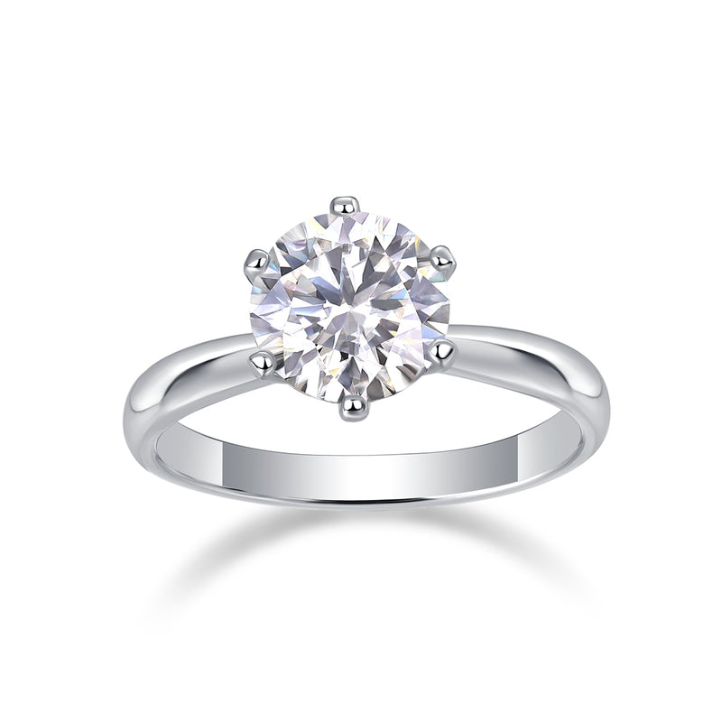 Classic Six-Prong Moissanite Sterling Silver Open Ring S925 - 4