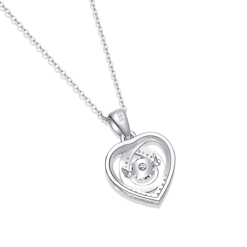 S925 Silver Heart Moissanite Pendant Necklace 40cm Elegant Modern Jewelry - 4