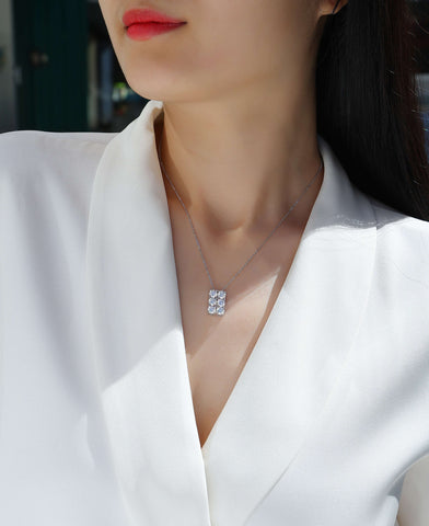 1Grand Round Moissanite Pendant Necklace in S925 Sterling Silver - Modern Elegant Design