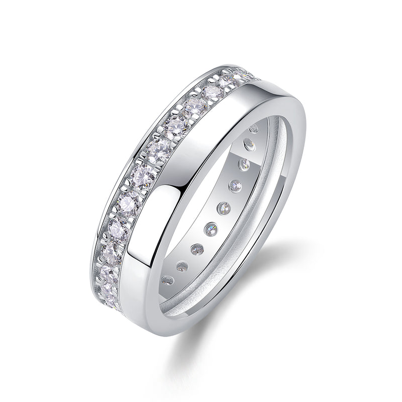 S925 Silver Moissanite Wedding Ring Modern Elegant Fashion Band - 6