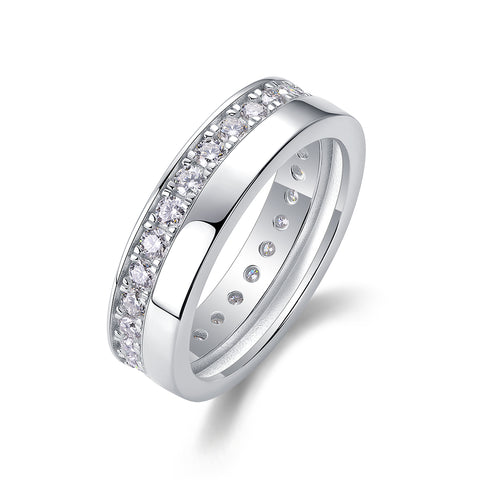 S925 Silver Moissanite Wedding Ring Luxury Fashion Band