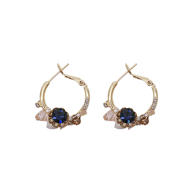Gold Plated Alloy Green Flower Earrings with Silver Needle - 5