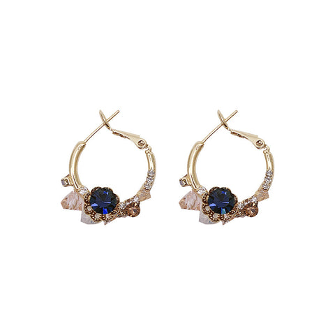 Gold Plated Alloy Green Flower Earrings with Silver Needle