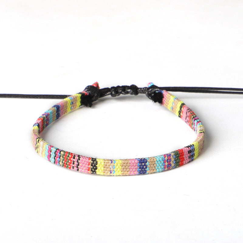 Bohemian Hand Woven Rainbow Color Cloth Anklet