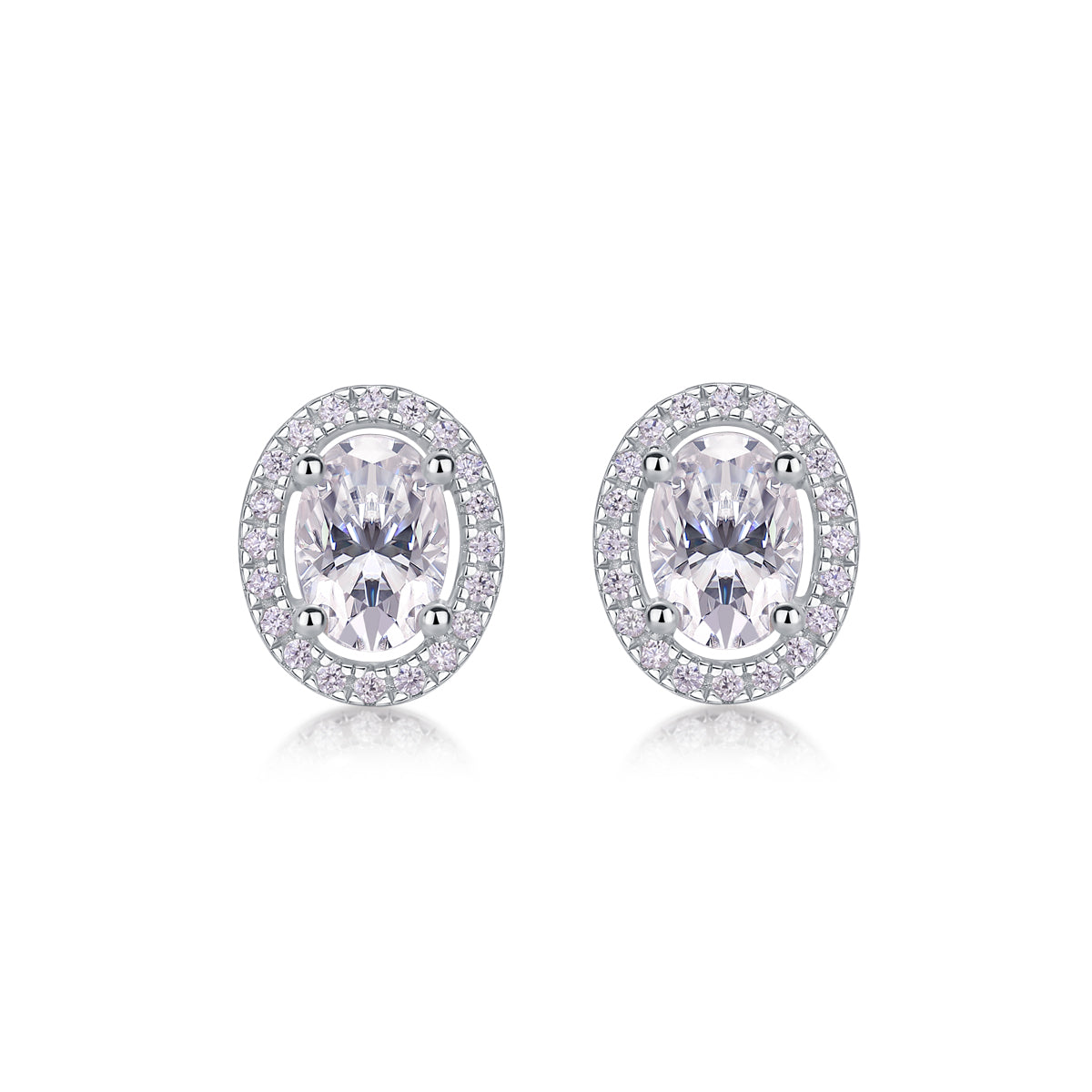 1Phantom Night Sterling Silver Moissanite Stud Earrings Elegant Oval Design