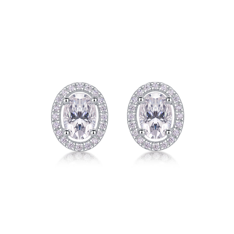 1Phantom Night Sterling Silver Moissanite Stud Earrings Elegant Oval Design - 3