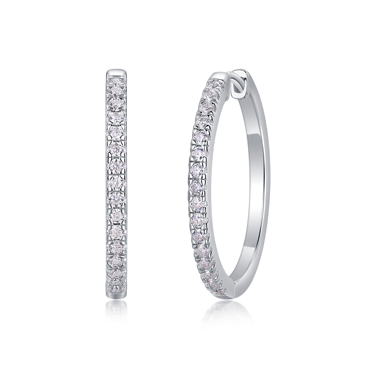 S925 Sterling Silver Moissanite Hoop Earrings with Platinum Plating