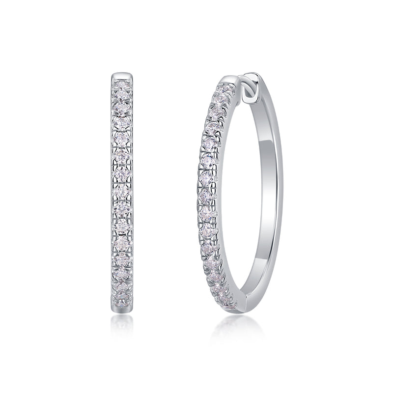 S925 Sterling Silver Moissanite Hoop Earrings with Platinum Plating - 1