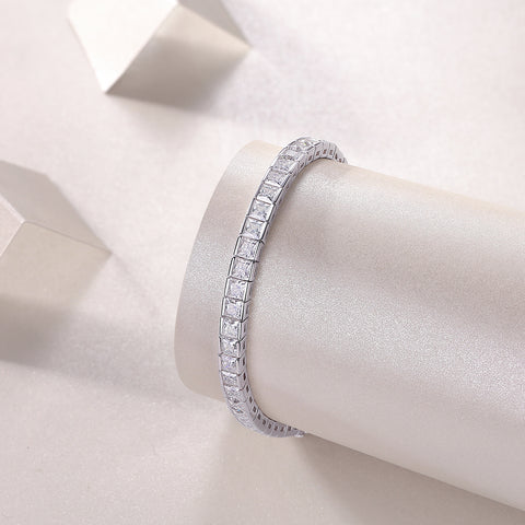 S925 Silver Moissanite Square Tennis Bracelet Luxury Fine Jewelry