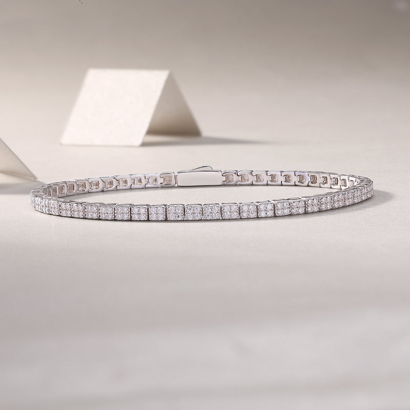 S925 Silver Moissanite Tennis Bracelet Elegant Modern Silver Bracelet - 3