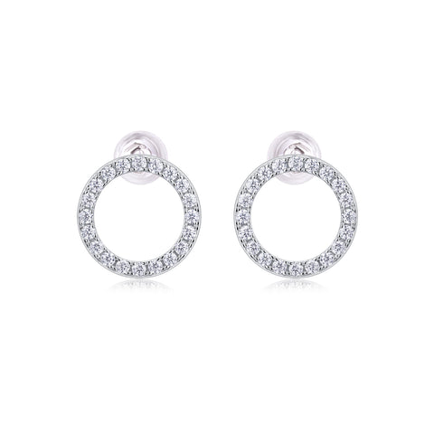 Moissanite Silver Stud Earrings Luxury Circle Design S925 Fine Jewelry